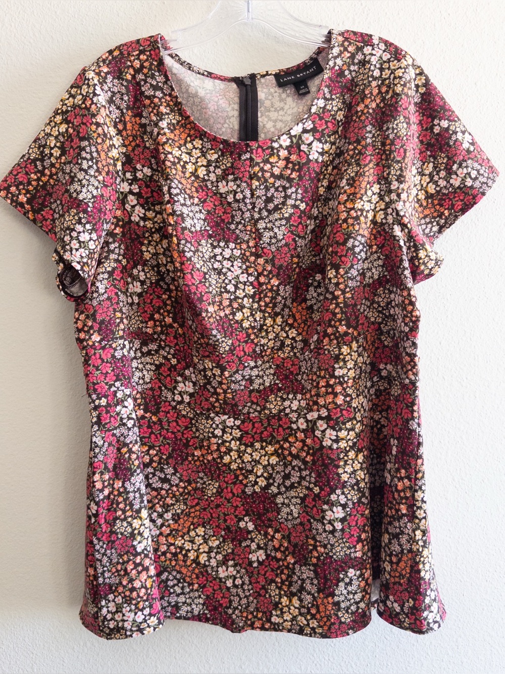 Lane Bryant Floral Short Sleeve Blouse Top Size 16